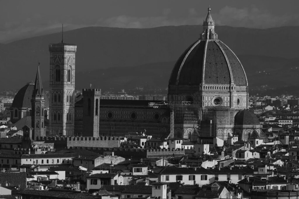 Grayscale Photo of Dome Building